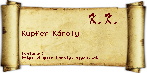 Kupfer Károly névjegykártya